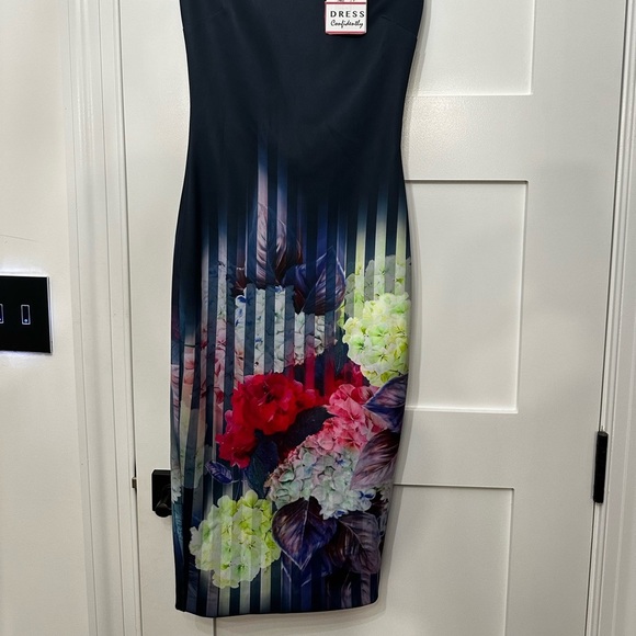 Ted Baker Rimena Vespera Hydrangea Haze Midi Pencil Cocktail Dress Navy Size 0 - Picture 3 of 3